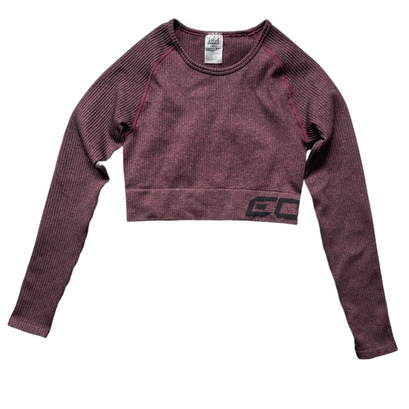 ECHT Apparel Arise SeriesCropped Top Long Sleeves + Ribbed Leggins Marron Small - Picture 2 of 12